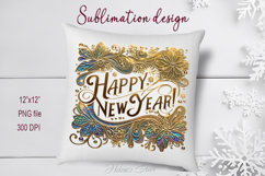 Bright Happy New Year quote sublimation design clipart png Product Image 3