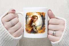 Cute watercolor girl elf autumn sublimation design png Product Image 4