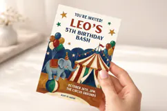 5th Birthday Invitation Circus Template, Editable Canva Product Image 5