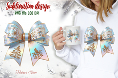 Christmas coquette bows design |Blue bow T-shirt clipart Product Image 1
