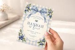 Blueberry invitation template Editable Canva invite Product Image 5