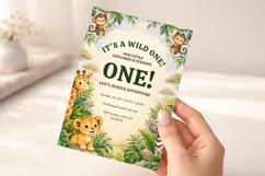 Wild One Jungle Birthday Invitation Template, Editable Canva Product Image 5