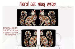 Flower cat Mug Sublimation png| Flowers cat |Art cat bouquet Product Image 2