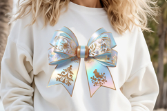 Christmas coquette bows design |Blue bow T-shirt clipart Product Image 2