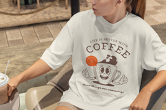 Retro T-Shirt Design, "Life Is Better With Coffee" Product Image 5