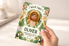 Safari Photo Birthday Invitation Template, Editable Canva Product Image 5