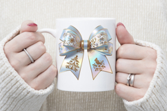 Christmas coquette bows design |Blue bow T-shirt clipart Product Image 3