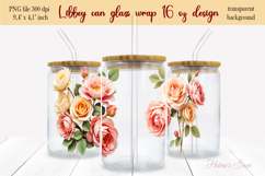 Cute rose flowers pattern Libbey Can Glass Wrap 16oz design Product Image 2