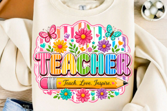 Preppy Teacher Floral Garden Pencil PNG Product Image 1