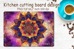 Watercolor flowers pattern design cutting board sublimation Product Image 1