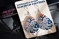 USA Patriotic eagle teardrop earrings sublimation design png Product Image 1