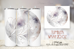 Watercolor leaves floral straight tumbler 20oz wrap designs Product Image 1