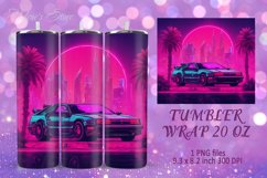 Futuristic pink neon car Valentines tumbler wrap sublimation Product Image 1