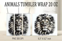 Lion tumbler sublimation wrap 20oz| Art lion head designs Product Image 2