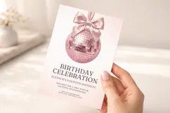 Disco Ball Birthday Invitation Canva Template Product Image 5