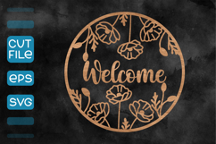 6 Round Door Hanger SVG, Spring Welcome Sign SVG Product Image 6