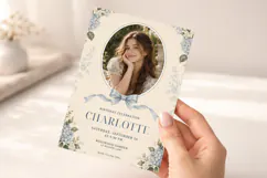 Coquette Blue Hydrangea Birthday Invitation Canva Template Product Image 5
