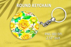 Floral round keychain sublimation| Roses flower Car coaster Product Image 1