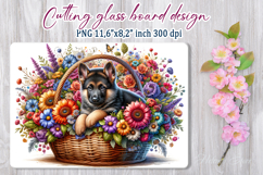 Cute puppy dog in flowers basket cutting glass board designs Product Image 1