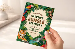 Jungle Animal Birthday Invitation Template, Editable Canva Product Image 5