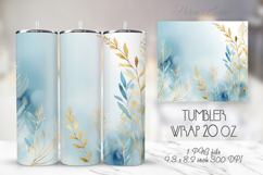 Gold flowers tumbler sublimation wrap|Spring abstract design Product Image 1