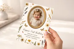 Wildflower Photo Birthday Invitation Canva Template Product Image 5