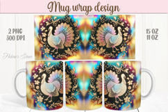 Happy Thanksgiving day mug wrap design png |Cute gold turkey Product Image 1