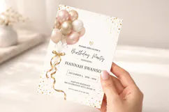 Blush Gold Balloon Birthday Invitation Canva Template Product Image 5
