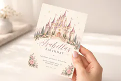 Princess Castle Birthday Invitation Template, Editable Canva Product Image 5