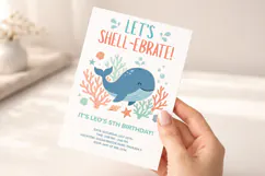 Whale Birthday Invitation Template Editable Product Image 5