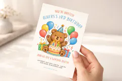 Teddy Bear Birthday Invitation Template Editable Product Image 5