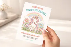 Unicorn Birthday Invitation Template Editable Product Image 5
