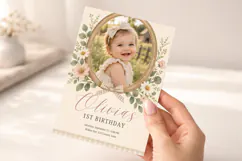 Floral Photo Birthday Invitation Template, Girl Birthday Product Image 5