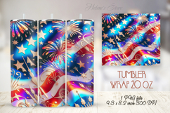 USA Patriotic tumbler wrap 20oz |4th of July celebration png Product Image 1