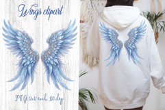 Blue Angel Wings sublimation design|Luxurious wing clipart Product Image 1