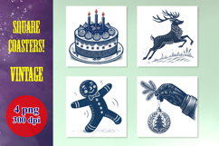 VINTAGE HOLIDAY MEGA Coaster PNG Bundle Product Image 1