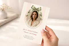 Photo Birthday Invitation Canva Template, Editable Bow Frame Product Image 5