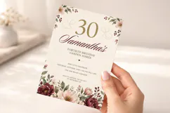 Burgundy Peony Floral Birthday Invitation Canva Template Product Image 5