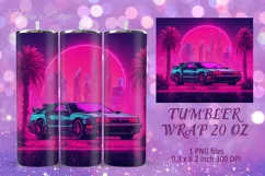 Futuristic pink neon Valentines tumbler wrap sublimation PNG Product Image 6