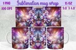 3d Lilac pastel floral mug wrap 15 oz sublimation design png Product Image 1
