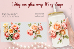 Cute rose flowers pattern Libbey Can Glass Wrap 16oz design Product Image 1
