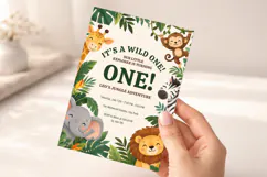 Wild One Jungle Birthday Invitation Editable Canva Template Product Image 5