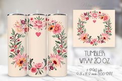Pastel heart &amp; flowers straight skinny tumbler 20 oz wrap Product Image 1