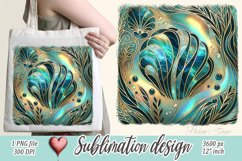 Aquamarine ocean gold and pearl sublimation design png Product Image 1