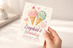 Ice Cream Birthday Invitation Canva Template Product Image 5