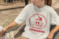 Cute Coffee Mascot T-Shirt Cartoon Style Product Image 5