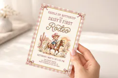 Cowgirl 1st Birthday Invitation Template, Canva Product Image 5
