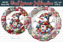 Patchwork Christmas Snowman Wind Spinner sublimation design Product Image 1