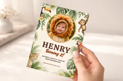 Safari Animal Birthday Invitation Template Editable Canva Product Image 5