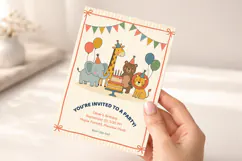 Kids Birthday Invitation Safari Animals Template Product Image 5